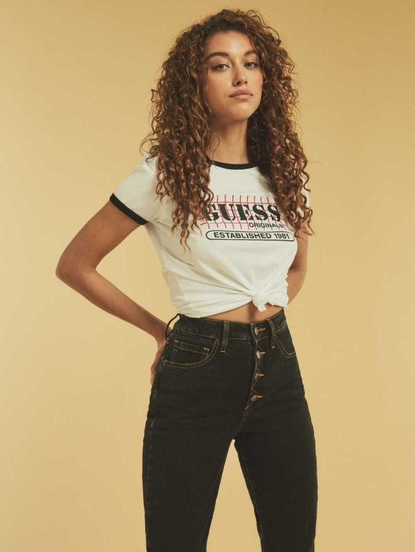 Guess Original Ringer T-shirt Dam Vita Olika Färger | 284957-YWZ