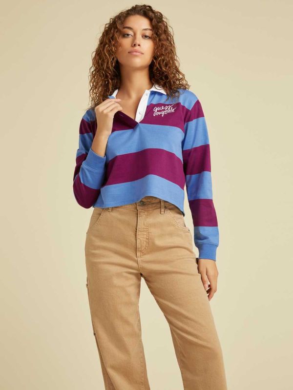 Guess Original Stripe Rugby Skjorta Dam Röda Olika Färger | 730529-XZN