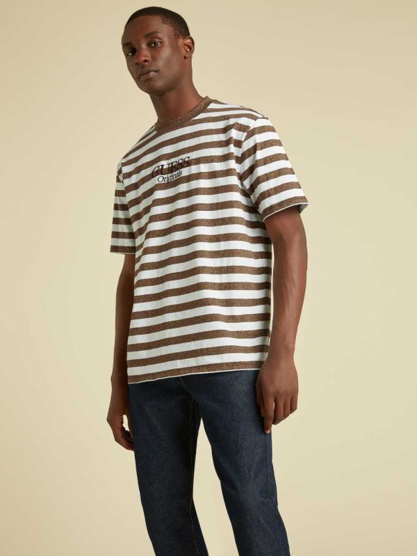 Guess Original Striped T-shirt Herr Bruna | 750641-UGE