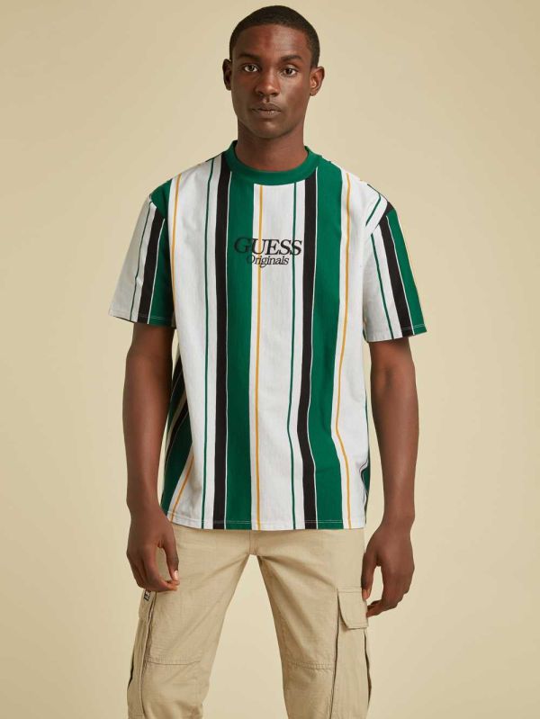 Guess Original Striped T-shirt Herr Gula Olika Färger | 346025-TNQ