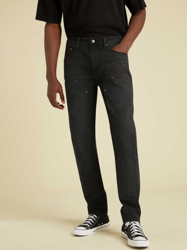 Guess Original Tactical Slim Straight Jeans Herr Svarta Tvätt | 084129-GXV