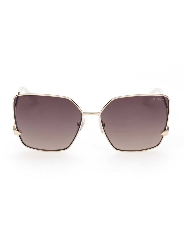 Guess Oversized Square Zigzag Solglasögon Dam Guld | 016579-XET