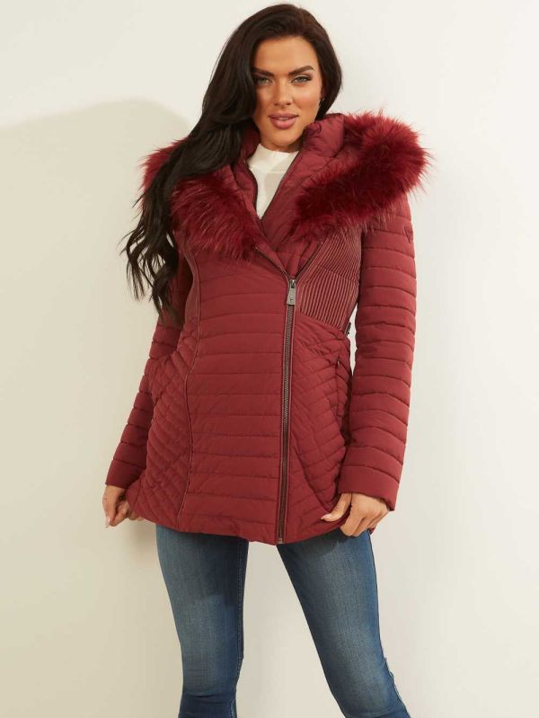 Guess Oxana Quilted Jacka Dam Vinröda | 260159-FQX