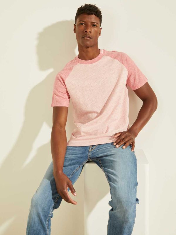 Guess Playa Raglan T-shirt Herr Rosa | 459687-WQS