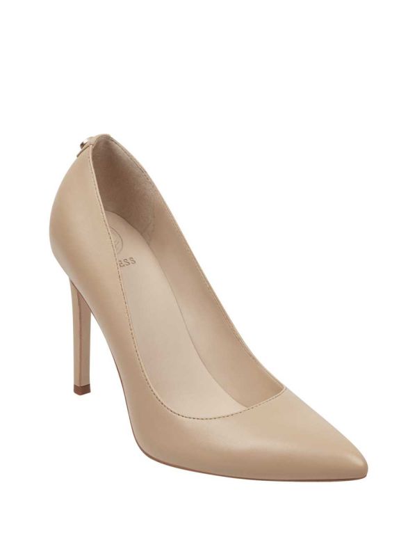 Guess Pointed Faux-Läder Pumps Pumps Dam Ljusbeige | 659472-URK