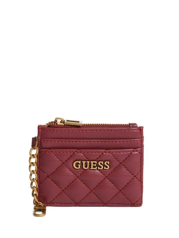 Guess Quilted Card Holder Plånbok Dam Vinröda | 081629-ZCM