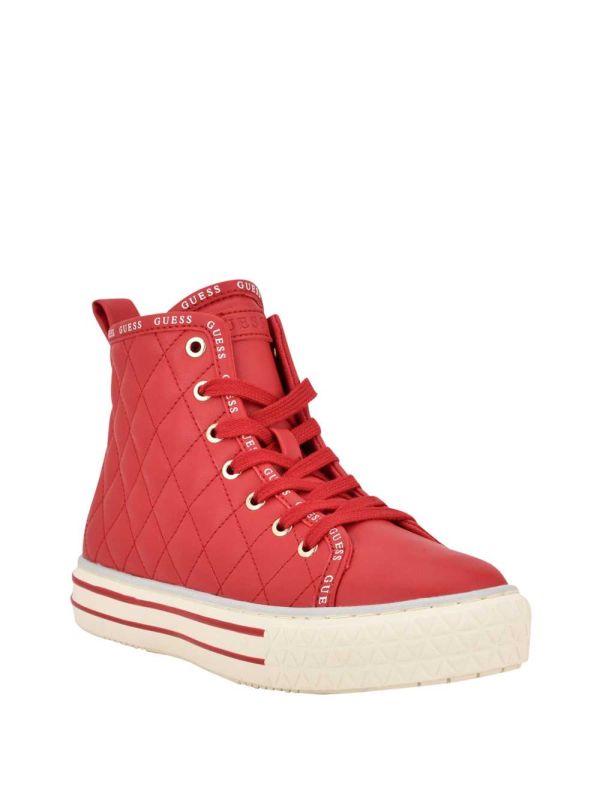 Guess Quilted High-Top Sneakers Dam Röda Olika Färger | 318674-FER