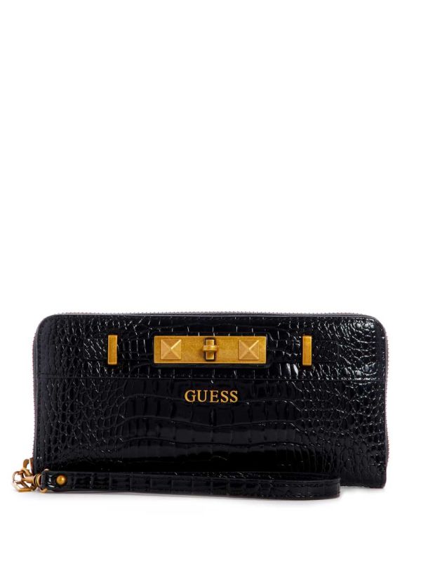 Guess Raffie Zip-Around Crossbody Väska Dam Svarta | 473915-BIK