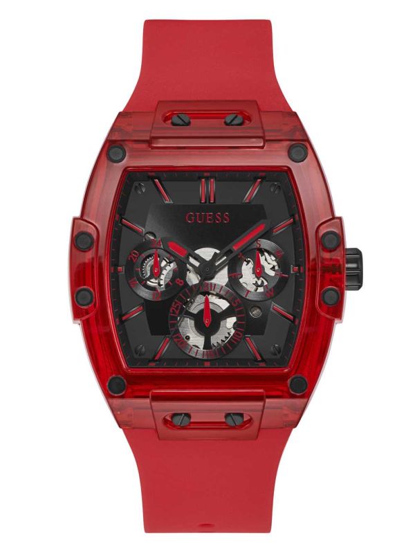 Guess Red Plastic and Silicone Multifunction Klocka Herr Olika Färger | 971685-UZX