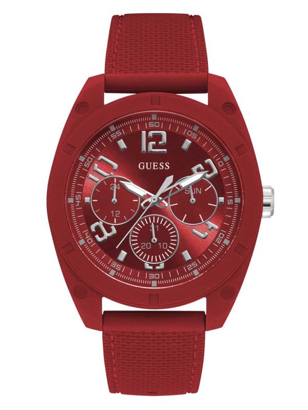 Guess Red and Silver-Tone Multifunction Klocka Herr Röda | 601547-GEL
