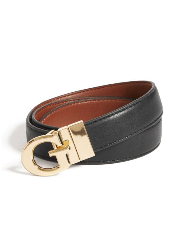 Guess Reversible Logo Bälte Dam Svarta | 029576-UQE