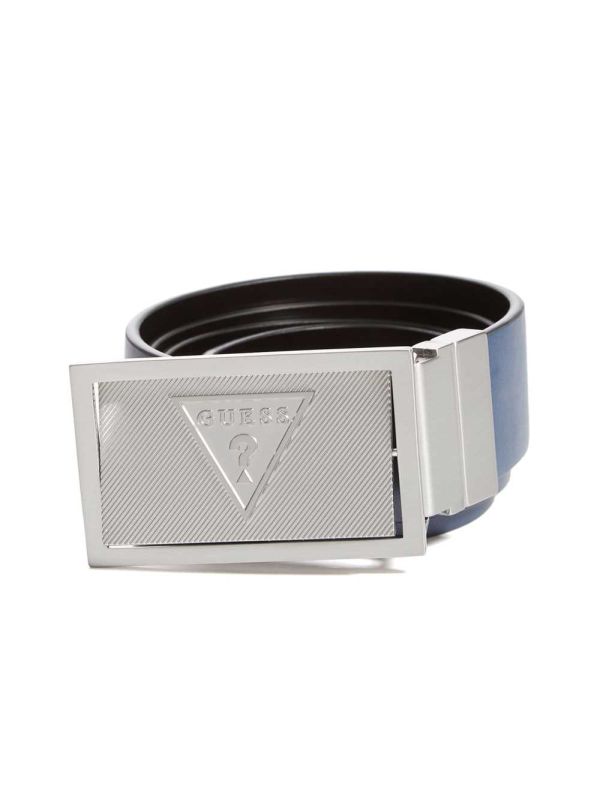 Guess Reversible Logo Harness Spännen Bälte Herr Svarta Marinblå | 572963-DQK