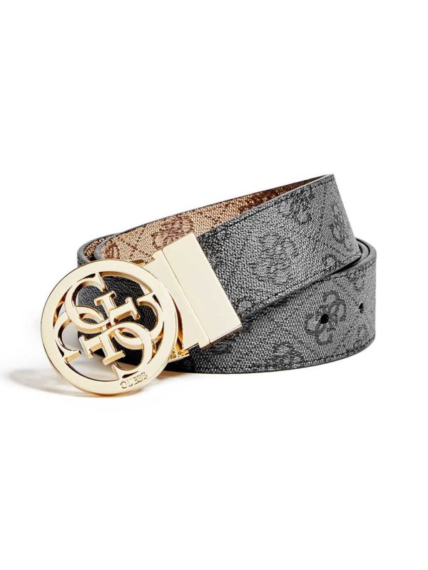 Guess Reversible Quattro G Signature Bälte Dam Svarta Bruna | 905261-ENP