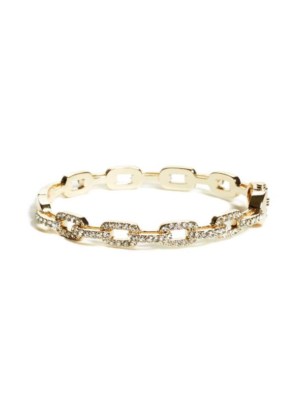 Guess Rhinestone Chain-Link Bangle Armband Dam Guld | 723041-DKZ