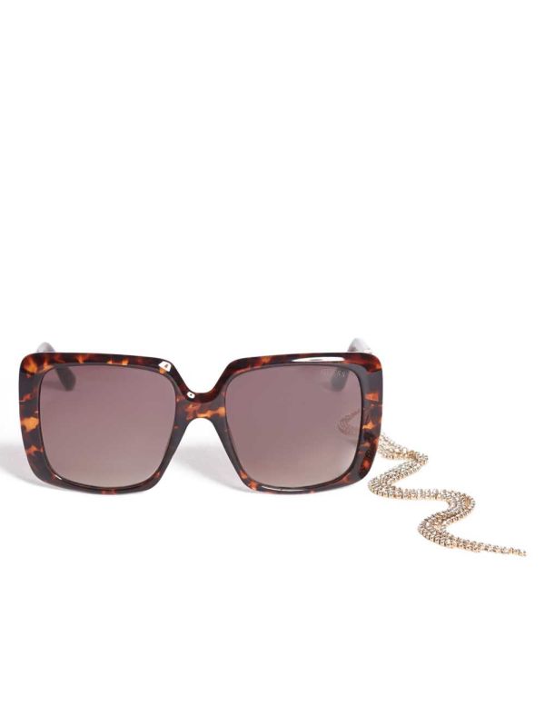 Guess Rhinestone Chain Square Solglasögon Dam Bruna | 548960-XAZ