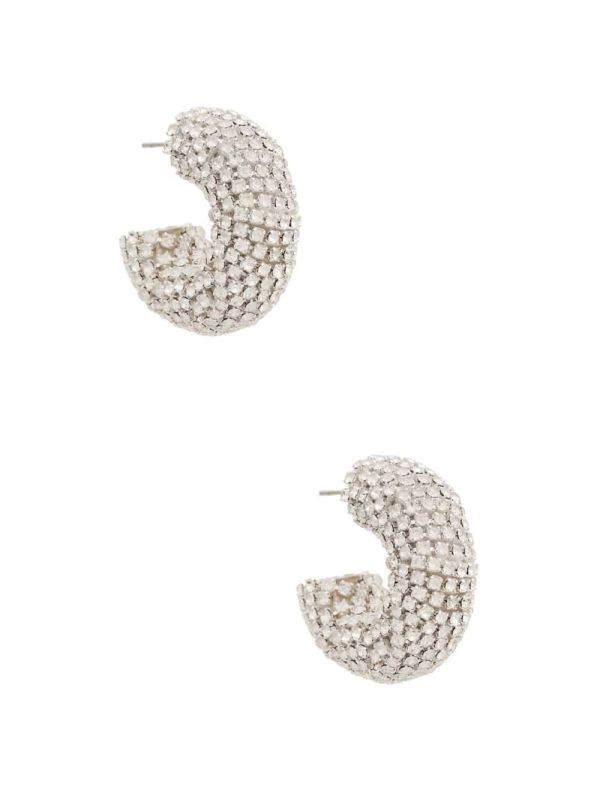 Guess Rhinestone Dome Hoop Örhängen Dam Silver | 480532-FWR