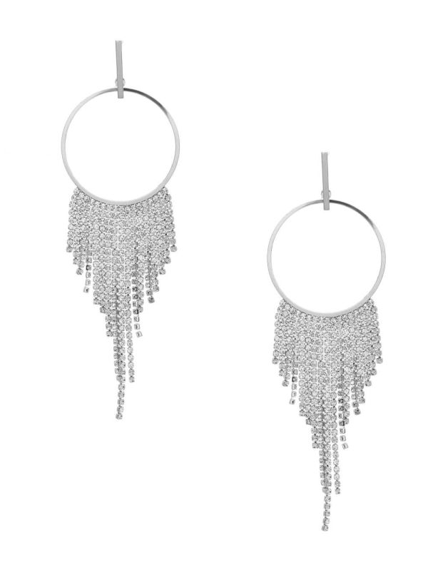 Guess Rhinestone Fringe Hoop Örhängen Dam Silver | 961085-JRI