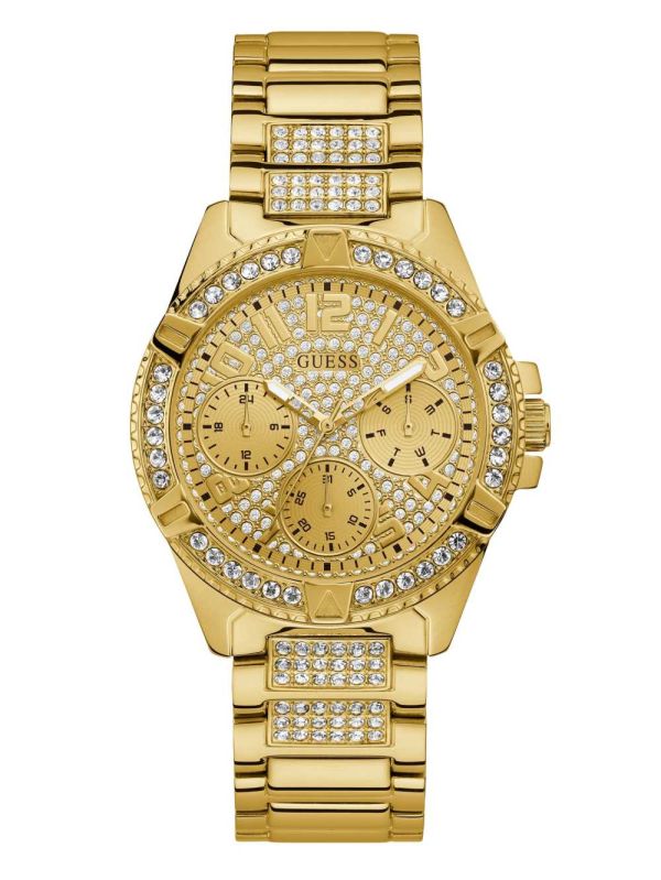 Guess Rhinestone Gold-Tone Multifunction Klocka Herr Guld | 092456-KRM