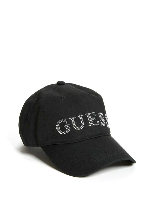 Guess Rhinestone Logo Baseball Hatt Dam Svarta | 406521-VIZ