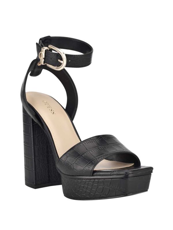 Guess Rippa Croc Platform Platå Sandaler Dam Svarta | 237186-ZUG