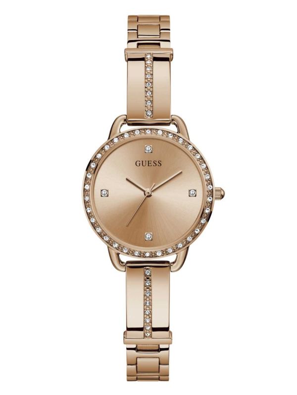 Guess Rose Gold-Tone Crystal Analog Klocka Dam Olika Färger | 046389-PNW