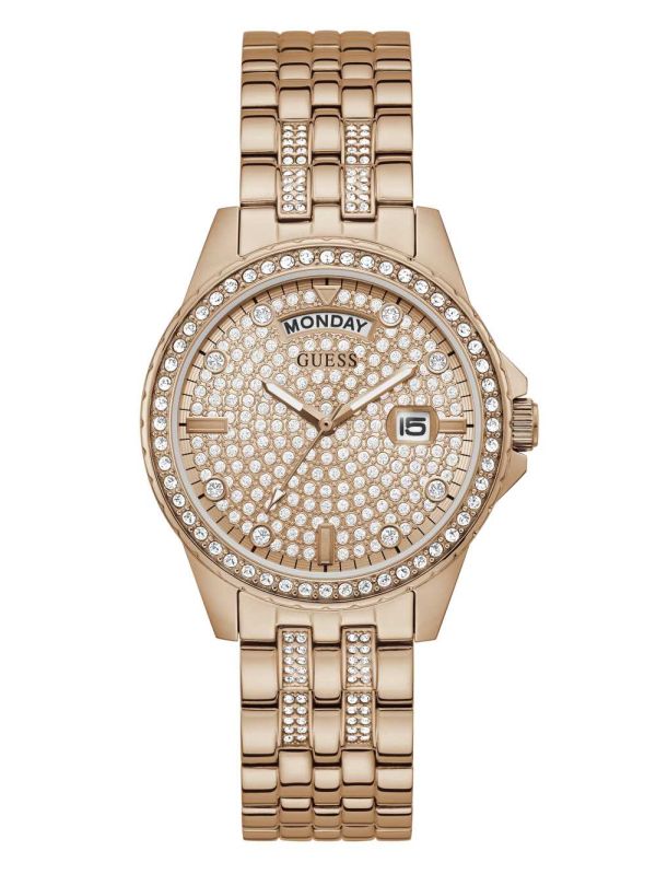 Guess Rose Gold-Tone Rhinestone Analog Klocka Dam Olika Färger | 142075-IAV