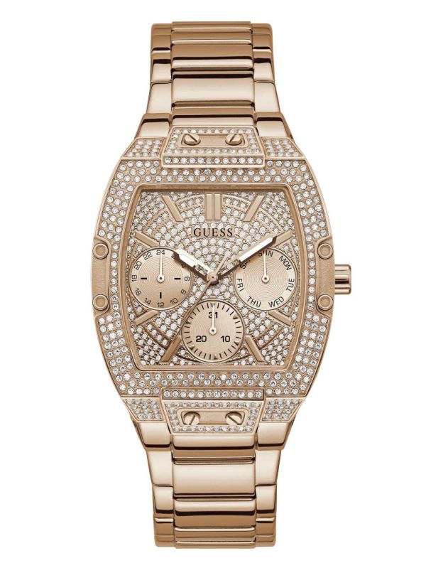 Guess Rose Gold-Tone Square Multifunction Klocka Dam Guld | 329486-GNQ