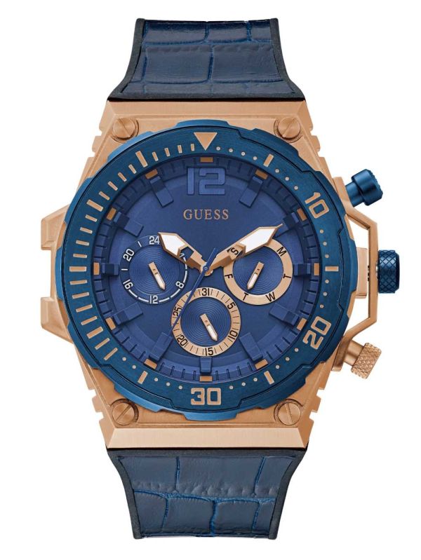 Guess Rose Gold-Tone and Blue Multifunction Klocka Herr Olika Färger | 687023-YRX