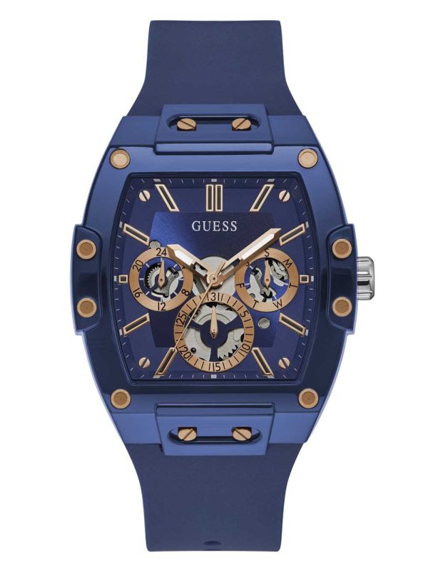 Guess Rose Gold-Tone and Blue Silicone Multifunction Klocka Herr Olika Färger | 089645-UAJ