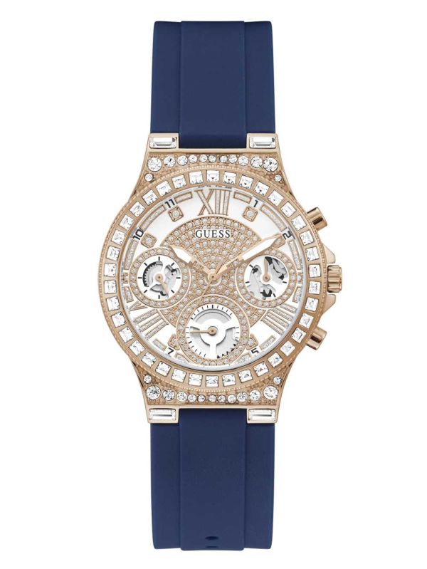 Guess Rose Gold-Tone and Blue Silicone Multifunction Klocka Dam Olika Färger | 509836-NWC