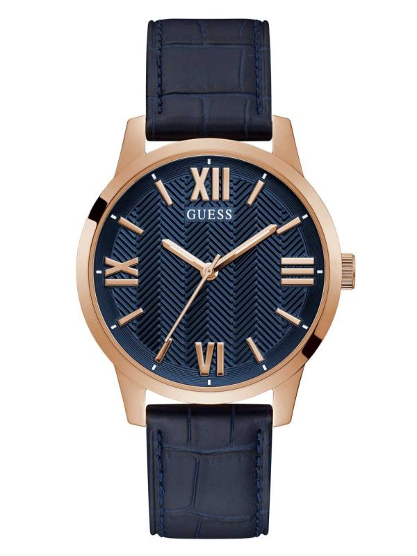 Guess Rose Gold-Tone and Navy Analog Klocka Herr Olika Färger | 460378-CTO