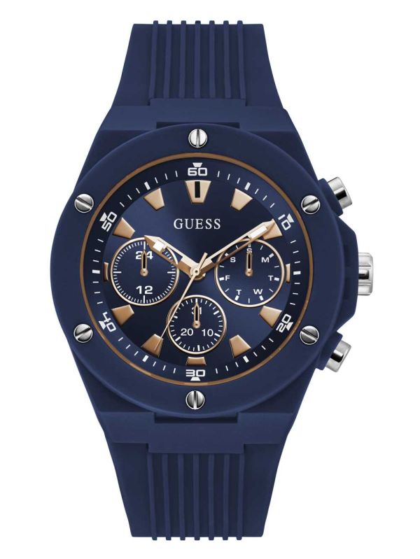 Guess Rose Gold-Tone and Navy Silicone Multifunction Klocka Herr Olika Färger | 823691-CFZ