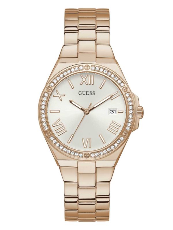 Guess Rose Gold-Tone and Rhinestone Analog Klocka Dam Olika Färger | 932054-PGL