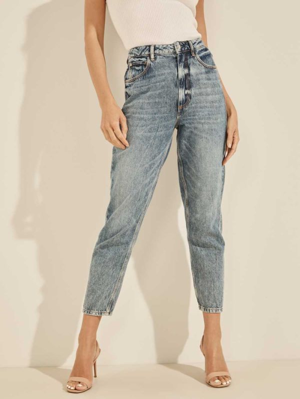 Guess Rose Pocket Mom Jeans Dam Ljusblå Vita | 864035-ILY