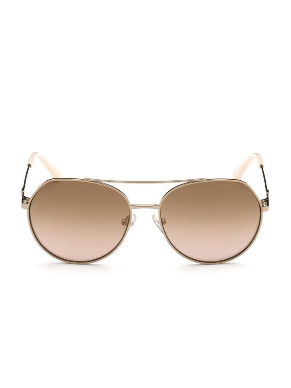 Guess Round Aviator Solglasögon Dam Rosa Guld | 205368-APX