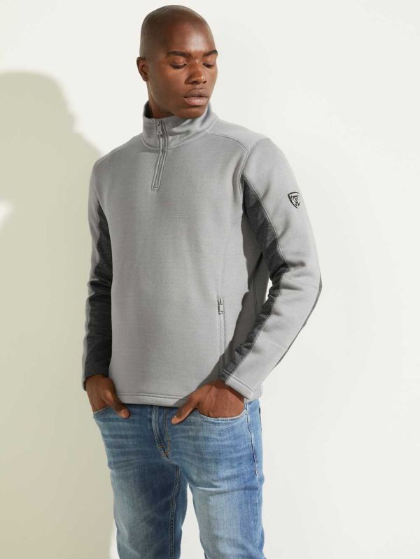 Guess Runyon Fleece Half-Zip Sweatshirt Herr Grå | 056291-VNX