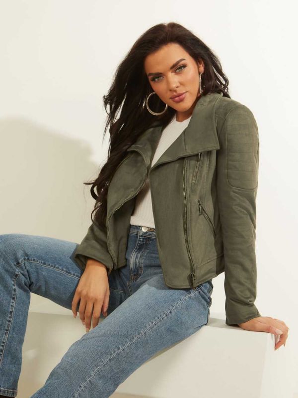 Guess Salome Moto Jacka Dam Gröna | 317826-ENS