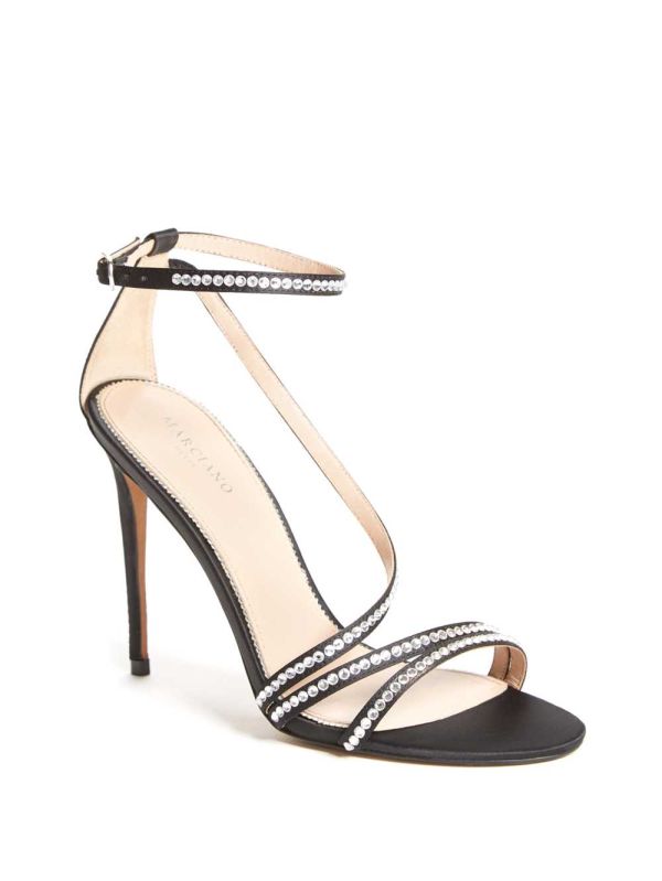 Guess Satin Rhinestone Stiletto Sandaler Klack Dam Svarta | 628479-NMU
