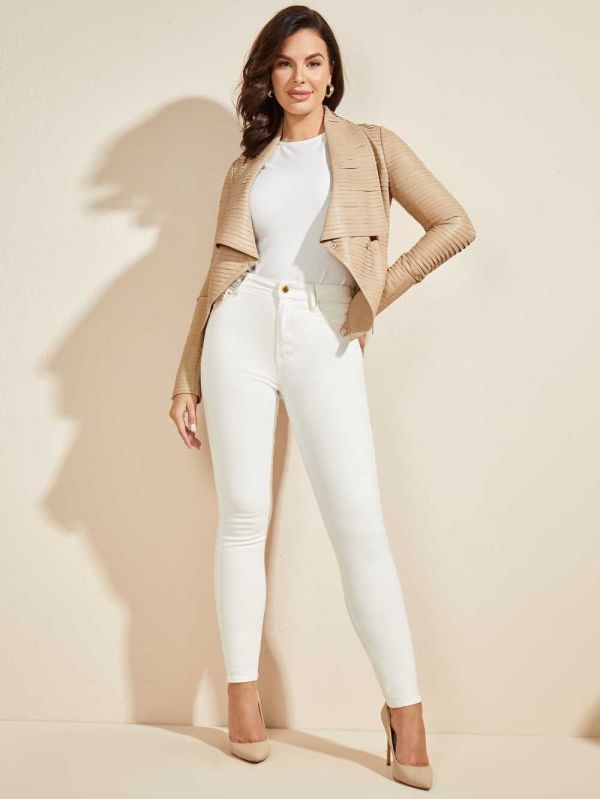 Guess Shayna Drape Läder Jacka Dam Khaki | 527861-BNQ