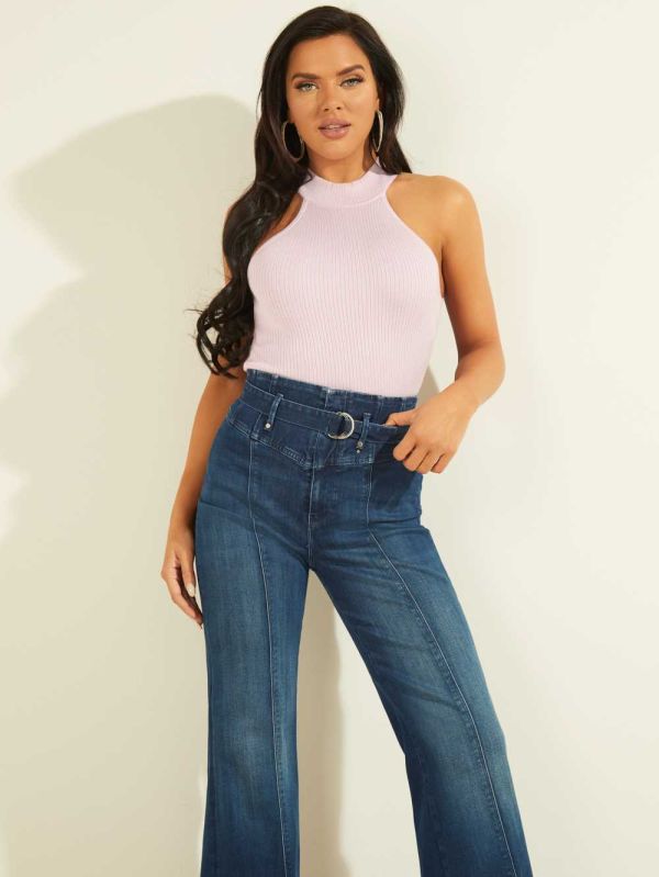 Guess Shea Ribbed Mock-Neck Tröjor Dam Ljusrosa | 084926-BGQ