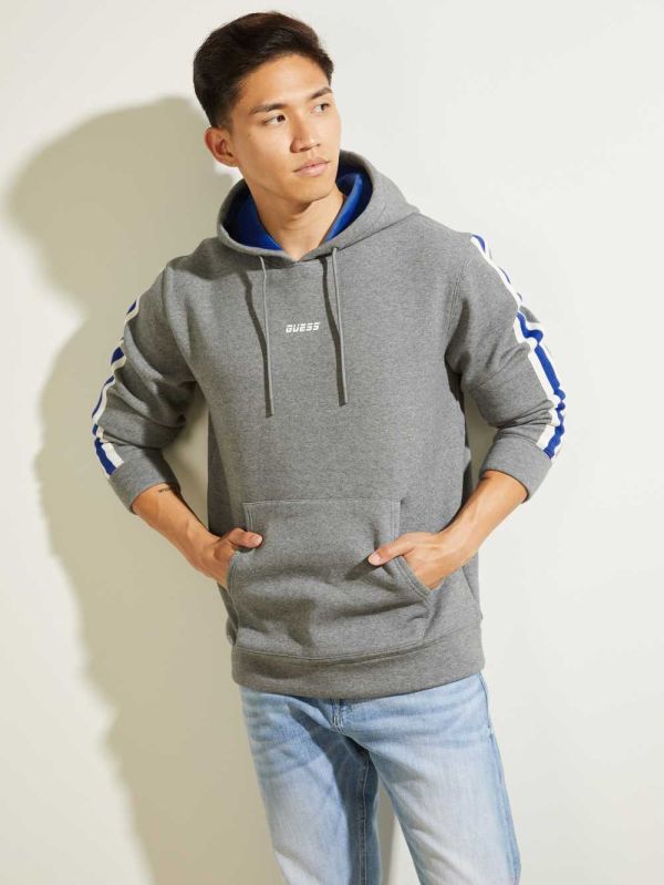 Guess Side Stripe Hoodie Herr Ljusgrå | 347918-VXP