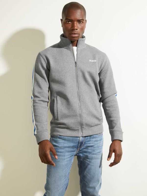 Guess Side Stripe Zip-Up Jacka Herr Ljusgrå | 097361-UVO