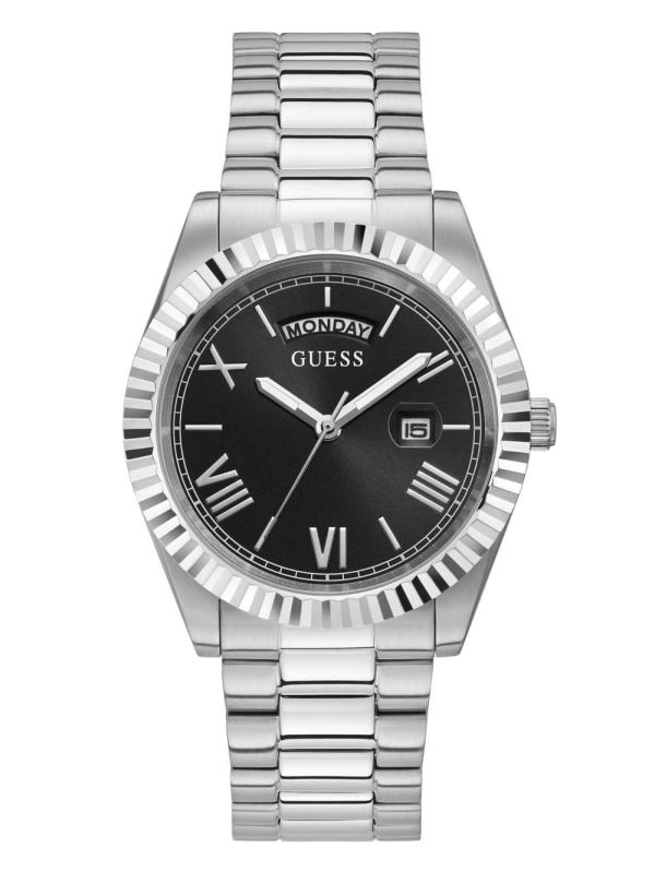 Guess Silver-Tone Analog Klocka Herr Olika Färger | 429830-ZQE