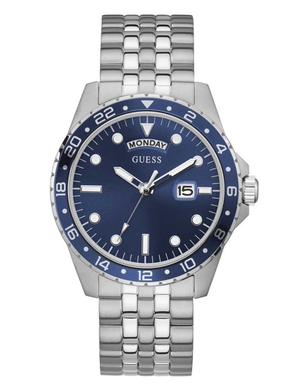 Guess Silver Tone And Blue Sport Klocka Herr Olika Färger | 306879-IDQ
