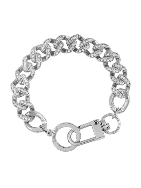 Guess Silver-Tone Chain Armband Dam Silver | 506487-SOI