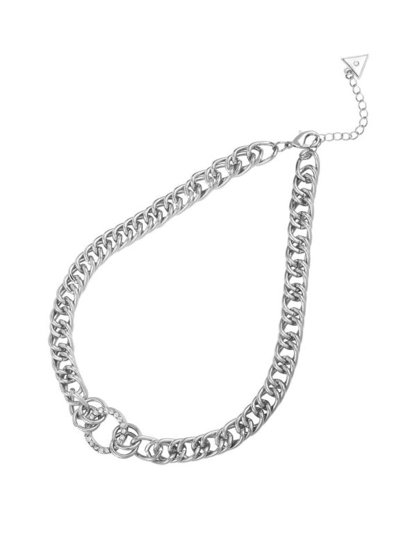 Guess Silver-Tone Chain Halsband Dam Silver | 893410-QRK