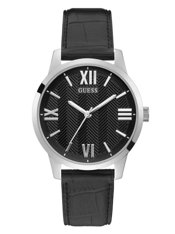 Guess Silver-Tone Croc Rem Analog Klocka Herr Olika Färger | 917658-YEL