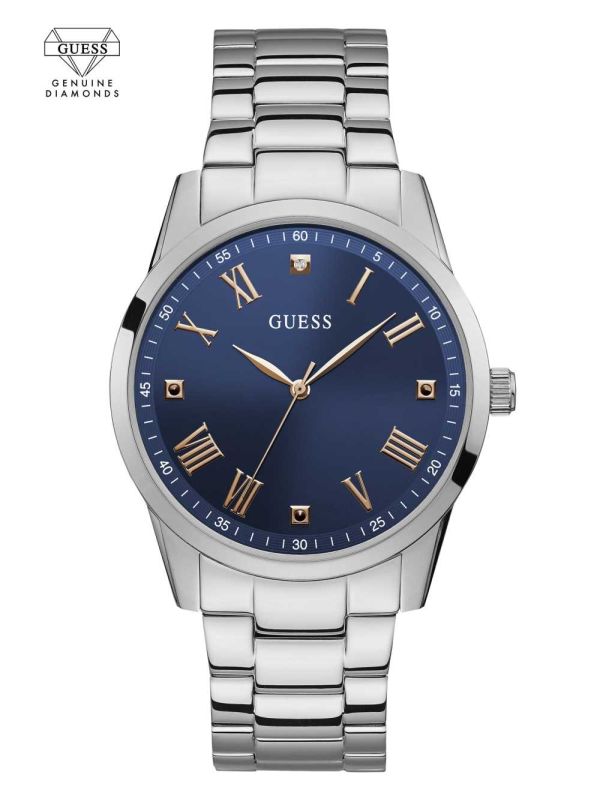 Guess Silver-Tone Diamond Analog Klocka Herr Silver | 610835-WTD