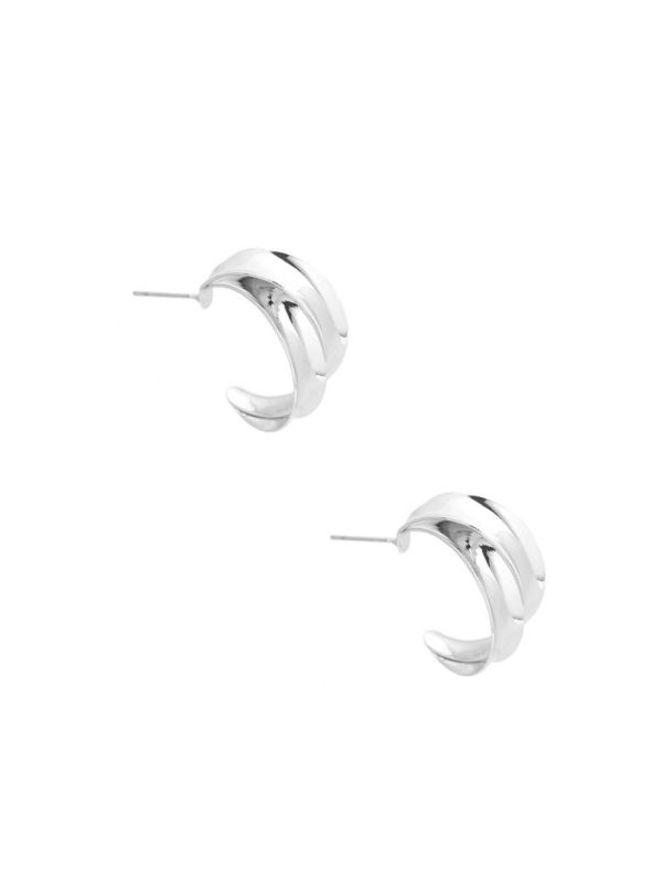 Guess Silver-Tone Double Hoop Örhängen Dam Silver | 347621-VBL