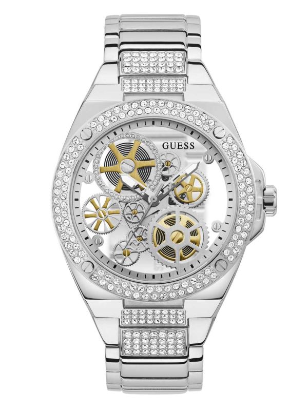 Guess Silver-Tone Exposed Dial Analog Klocka Herr Olika Färger | 231647-RJV